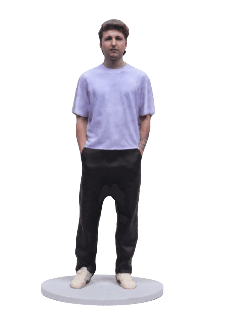 Full-color figurine of a young man from a photo