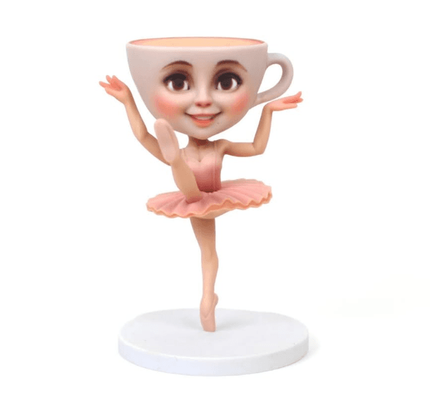 Whimsical teacup ballerina figurine